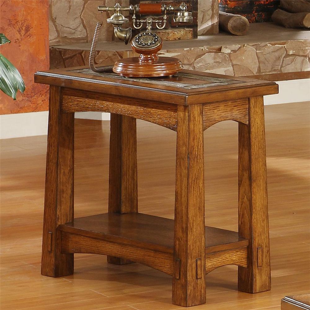 Riverside Furniture Craftsman Home 2911 Chairside Table with Slate Tile